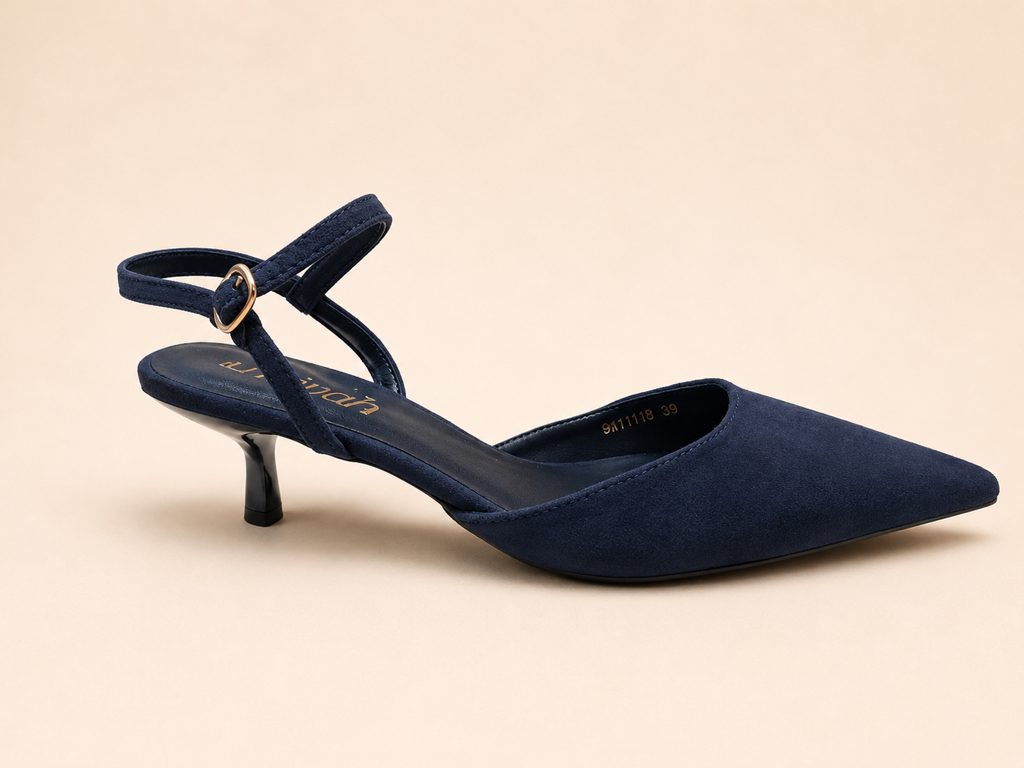 Navy Suède Kitten Heels