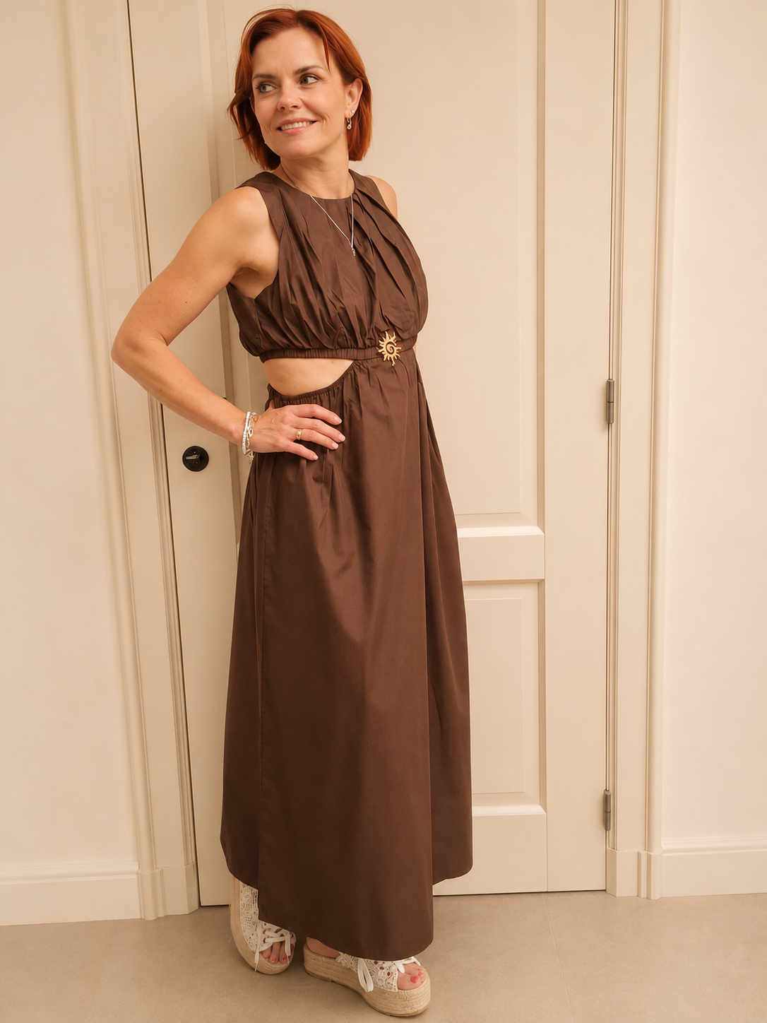 Maxi-jurk met taille-accent