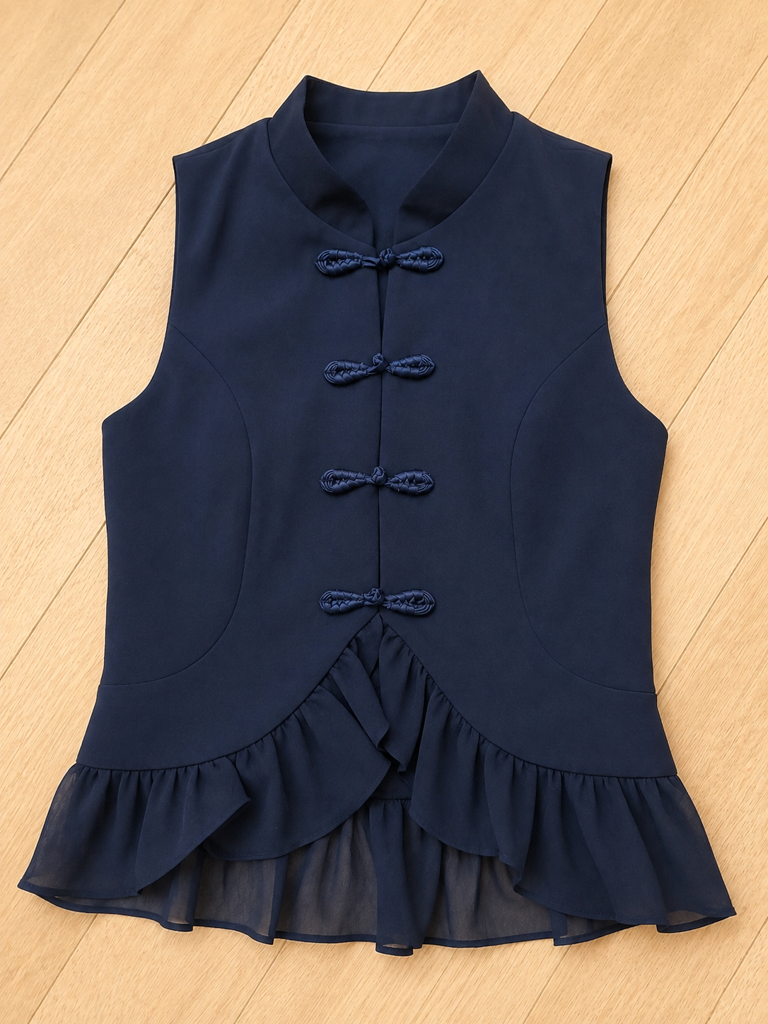Navy Chiffon Top
