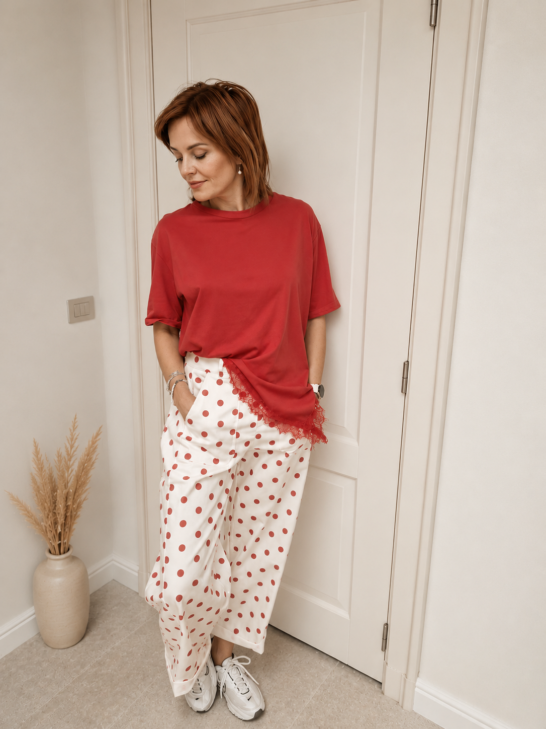 Barrel broek polka dot