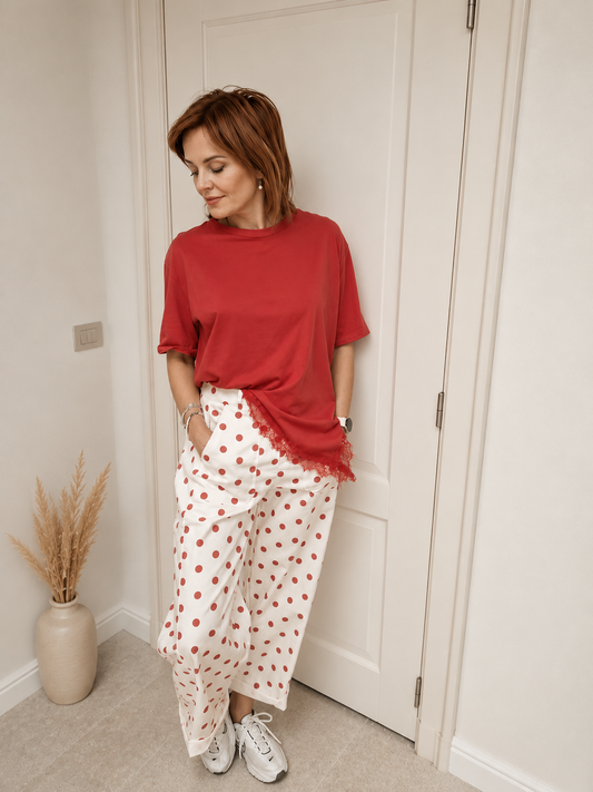 Barrel broek polka dot