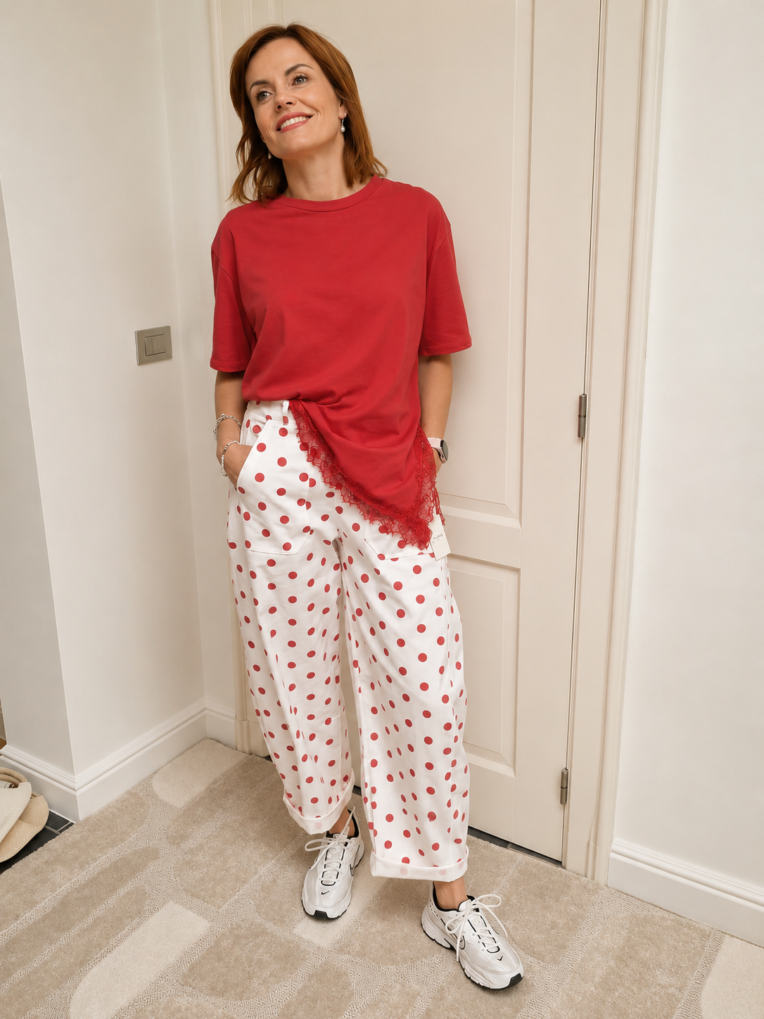 Barrel broek polka dot