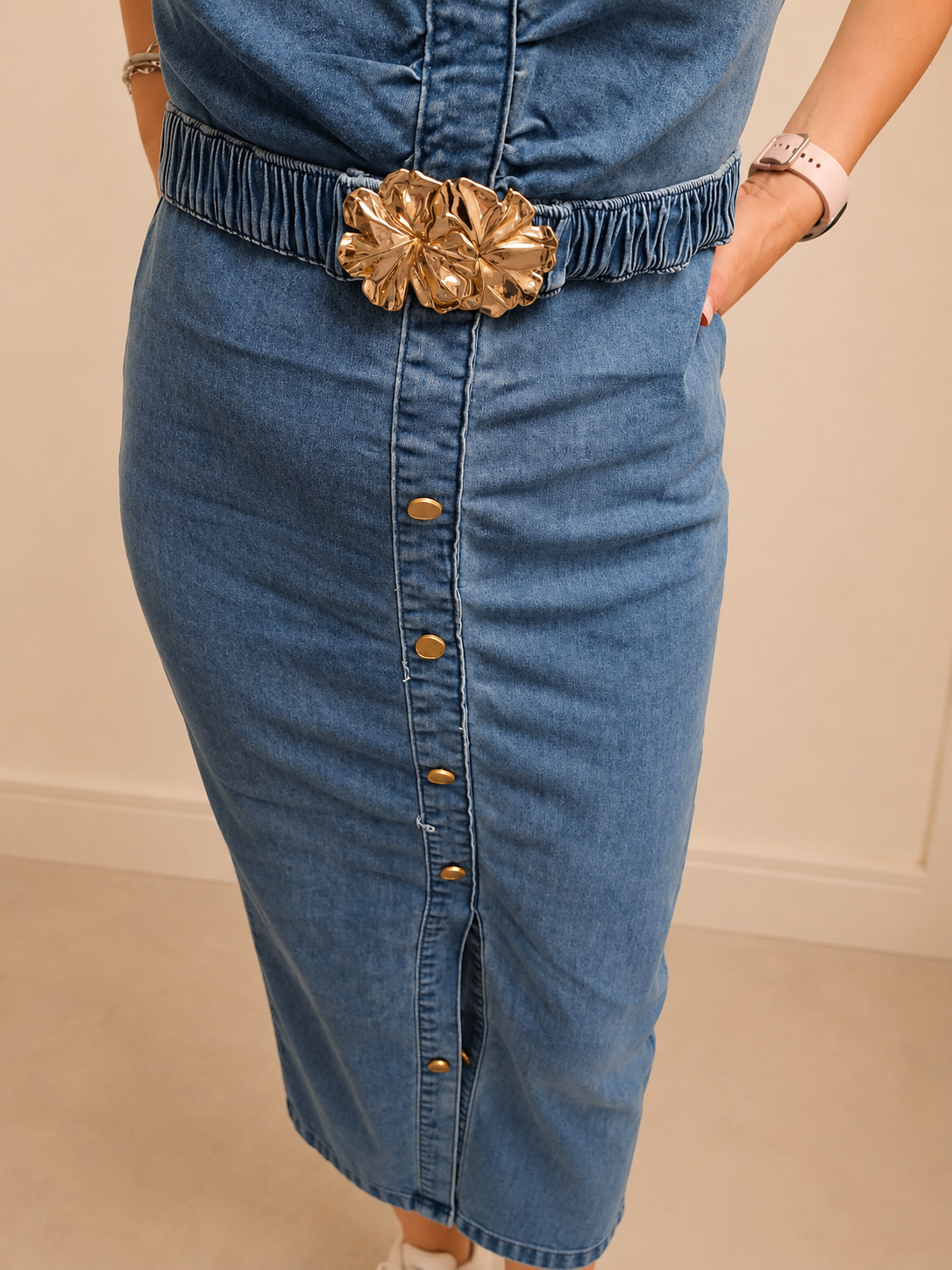Jeansjurk met riem