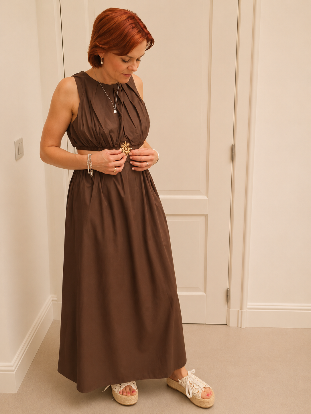 Maxi-jurk met taille-accent