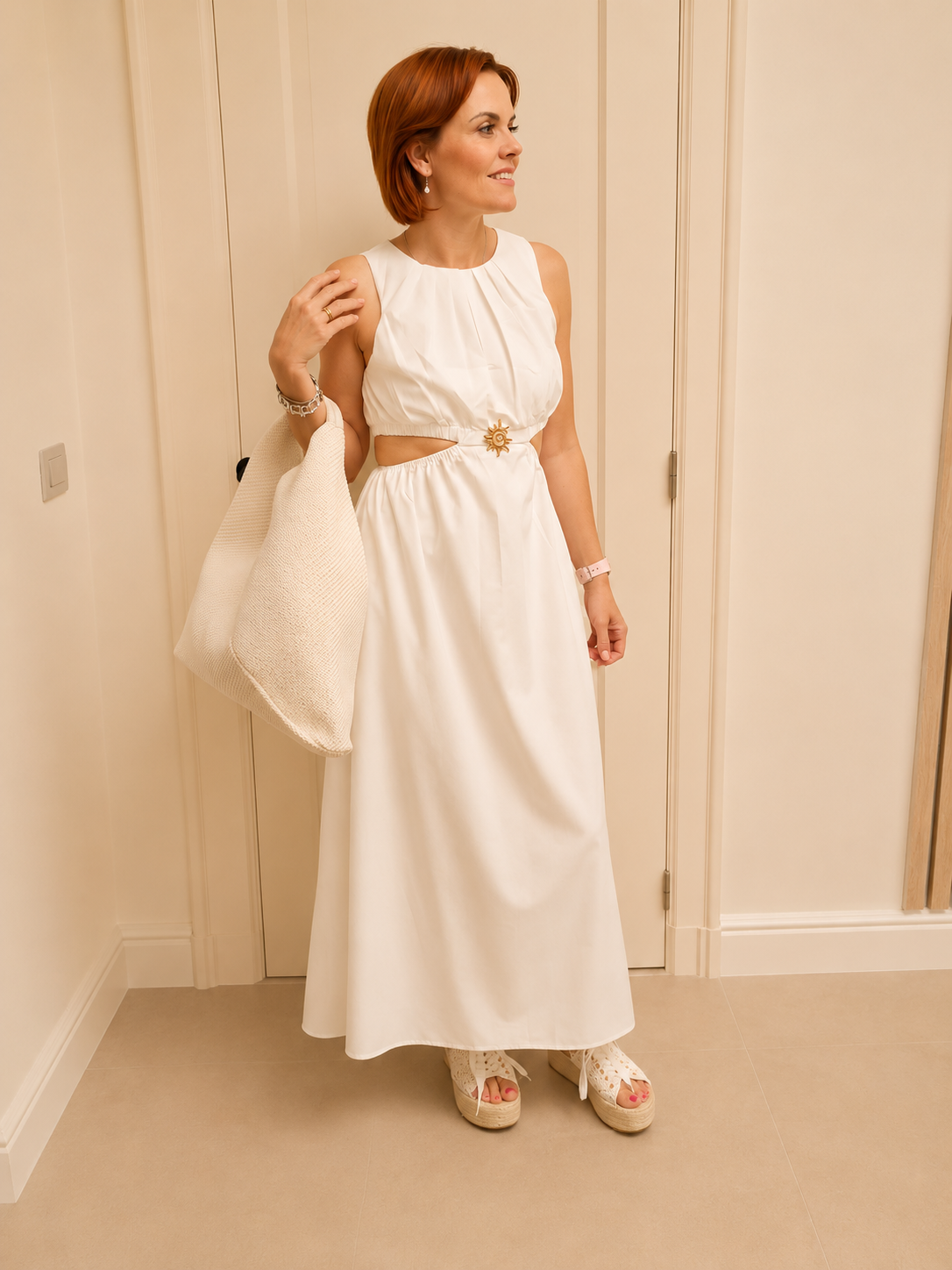 Maxi-jurk met taille-accent