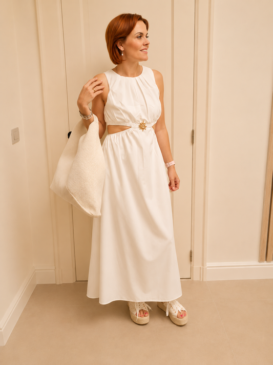 Maxi-jurk met taille-accent