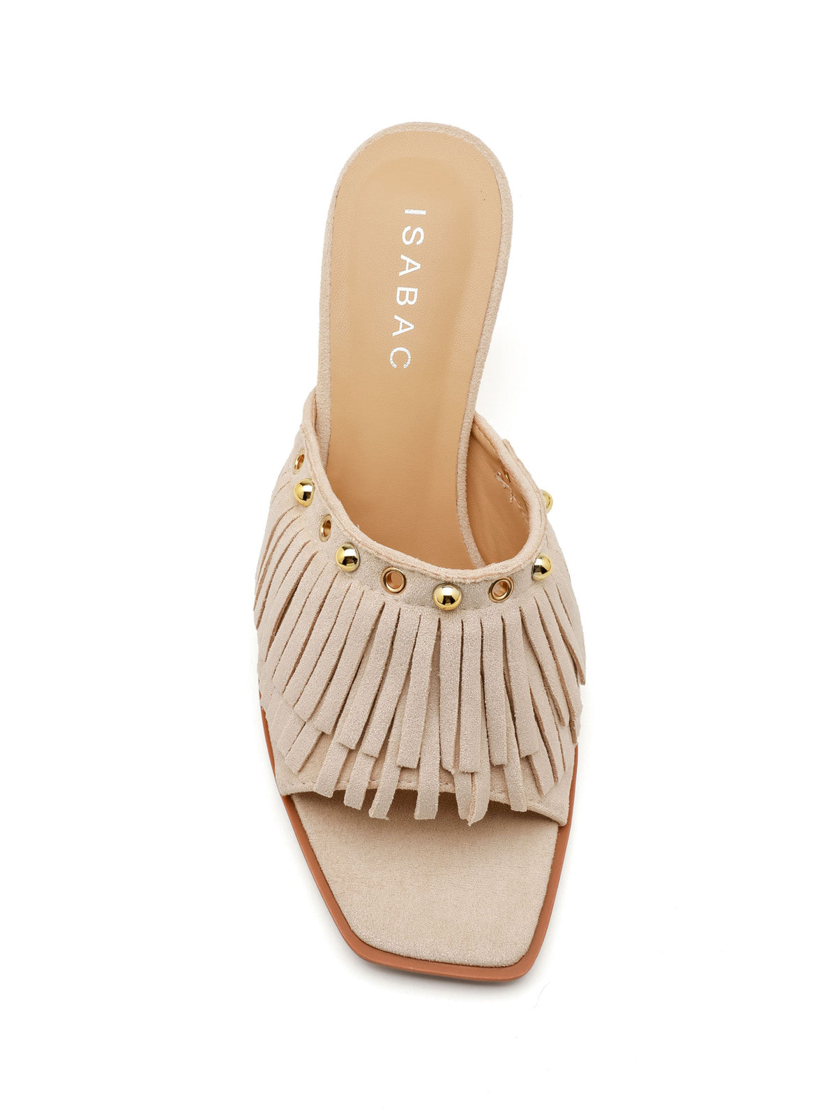 Suède Mules met Franjes & Studs