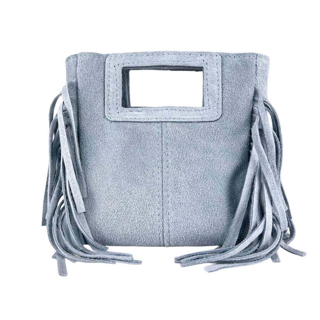 Suède handtasje met franjes - small
